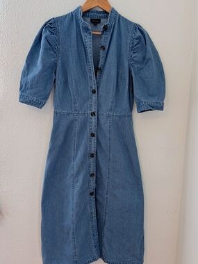 Who What Wear Denim Button-Front Midi Dress - Size S